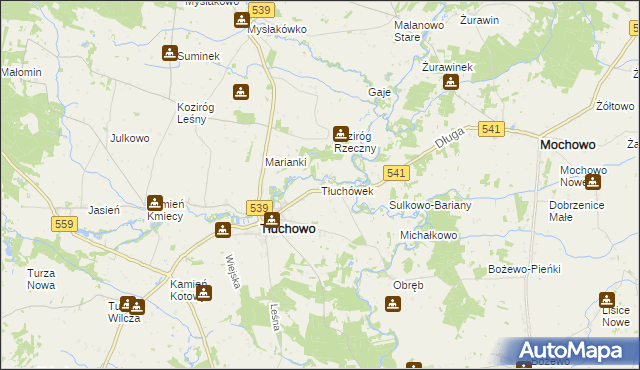 mapa Tłuchówek, Tłuchówek na mapie Targeo