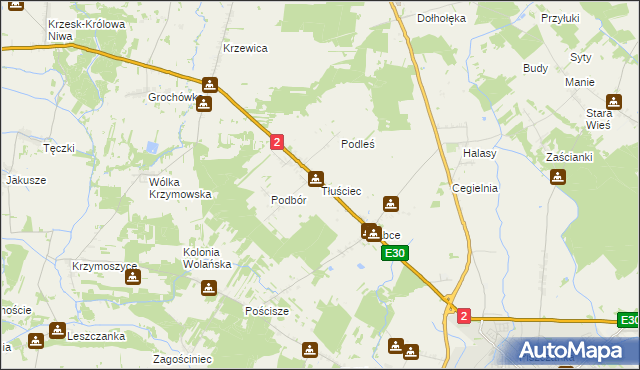 mapa Tłuściec, Tłuściec na mapie Targeo