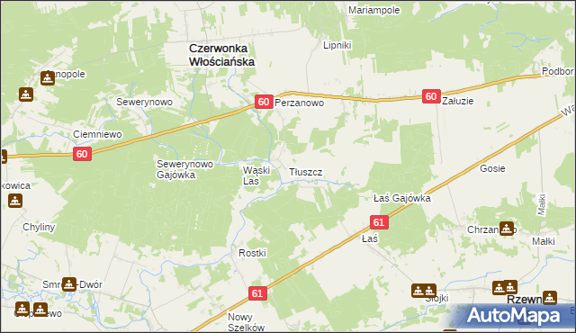 mapa Tłuszcz gmina Czerwonka, Tłuszcz gmina Czerwonka na mapie Targeo