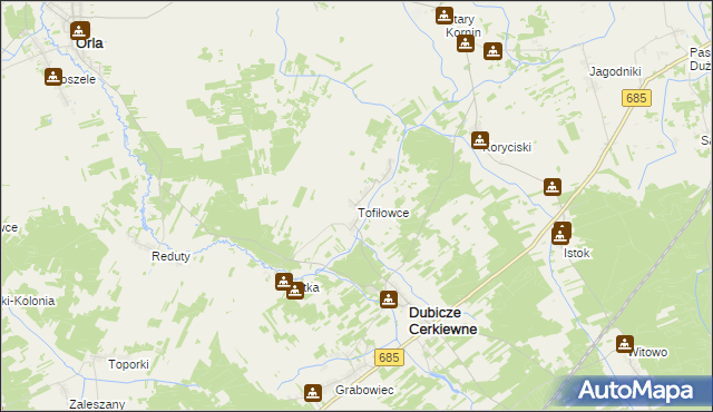 mapa Tofiłowce, Tofiłowce na mapie Targeo