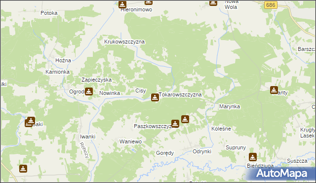 mapa Tokarowszczyzna, Tokarowszczyzna na mapie Targeo