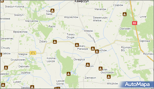 mapa Tokary Pierwsze, Tokary Pierwsze na mapie Targeo