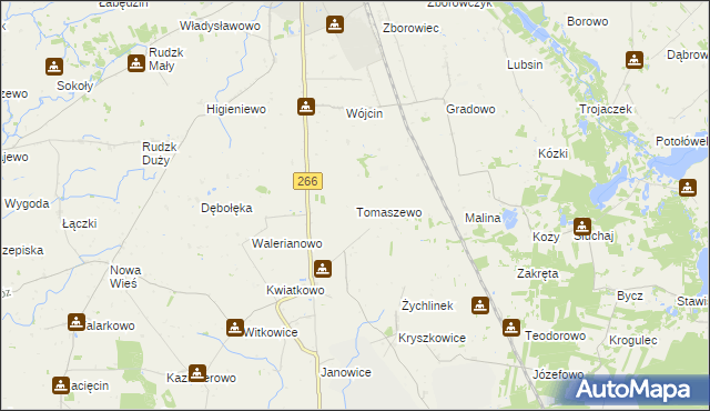 mapa Tomaszewo gmina Wierzbinek, Tomaszewo gmina Wierzbinek na mapie Targeo