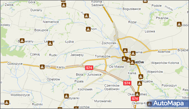 mapa Tomaszów gmina Opatów, Tomaszów gmina Opatów na mapie Targeo