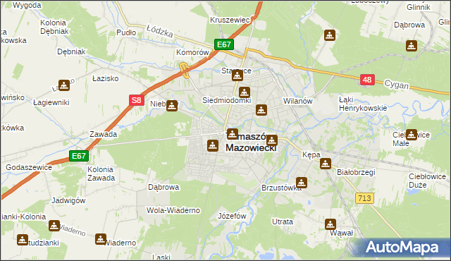 mapa Tomaszów Mazowiecki, Tomaszów Mazowiecki na mapie Targeo