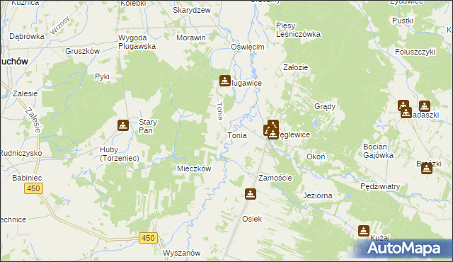 mapa Tonia gmina Doruchów, Tonia gmina Doruchów na mapie Targeo