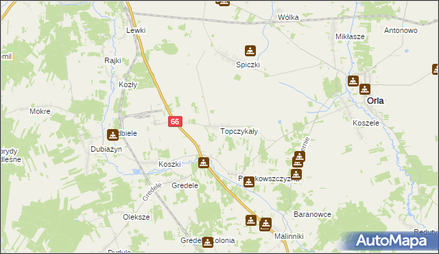 mapa Topczykały, Topczykały na mapie Targeo