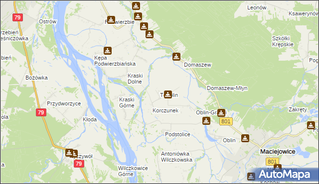 mapa Topolin gmina Maciejowice, Topolin gmina Maciejowice na mapie Targeo