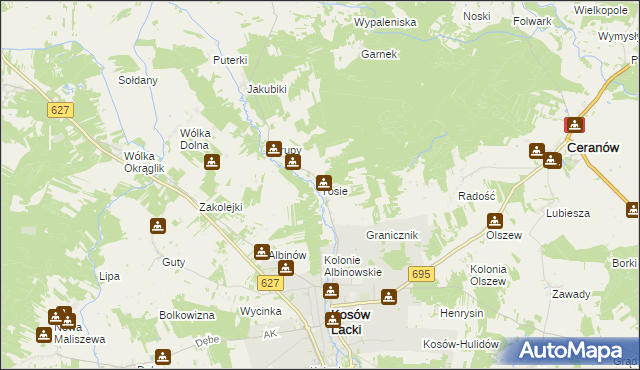 mapa Tosie, Tosie na mapie Targeo