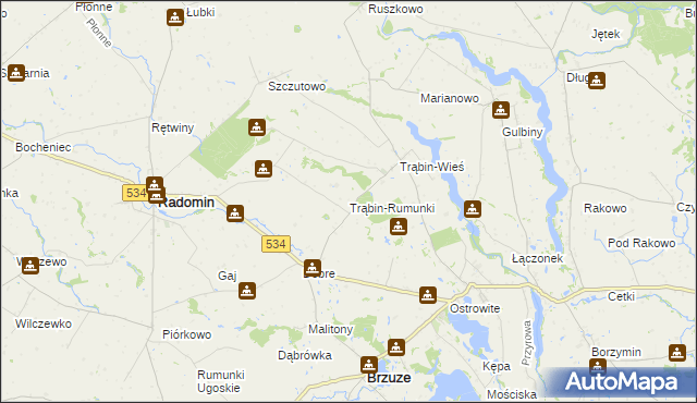 mapa Trąbin-Rumunki, Trąbin-Rumunki na mapie Targeo