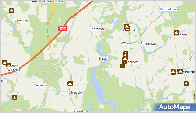 mapa Trąbki gmina Płoskinia, Trąbki gmina Płoskinia na mapie Targeo