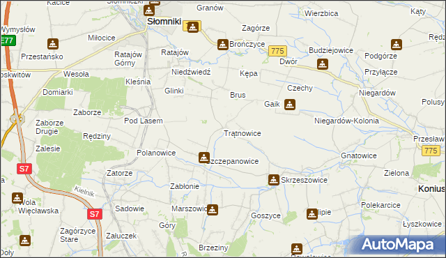 mapa Trątnowice, Trątnowice na mapie Targeo