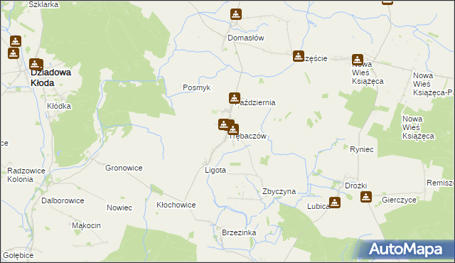 mapa Trębaczów gmina Perzów, Trębaczów gmina Perzów na mapie Targeo