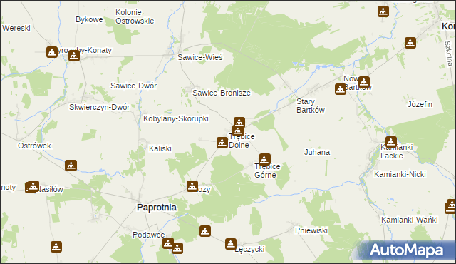 mapa Trębice Dolne, Trębice Dolne na mapie Targeo