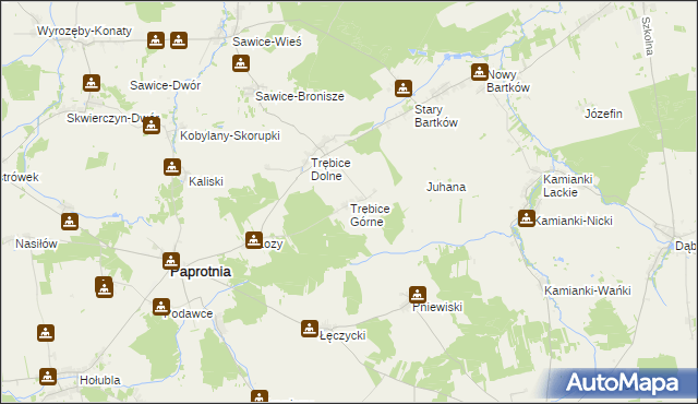 mapa Trębice Górne, Trębice Górne na mapie Targeo