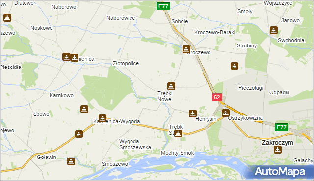 mapa Trębki Nowe, Trębki Nowe na mapie Targeo