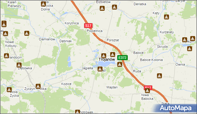 mapa Trojanów powiat garwoliński, Trojanów powiat garwoliński na mapie Targeo