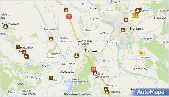 mapa Tryńcza, Tryńcza na mapie Targeo