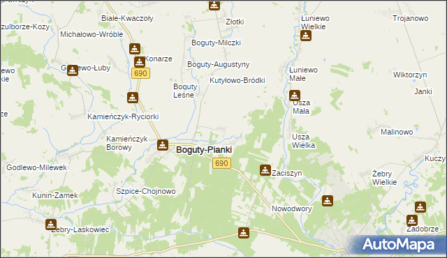 mapa Trynisze-Kuniewo, Trynisze-Kuniewo na mapie Targeo