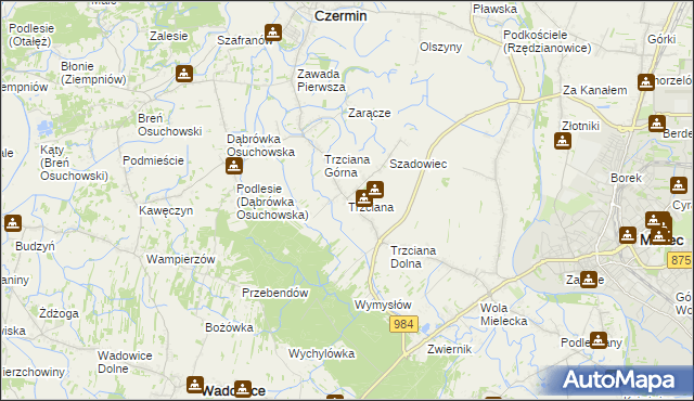 mapa Trzciana gmina Czermin, Trzciana gmina Czermin na mapie Targeo