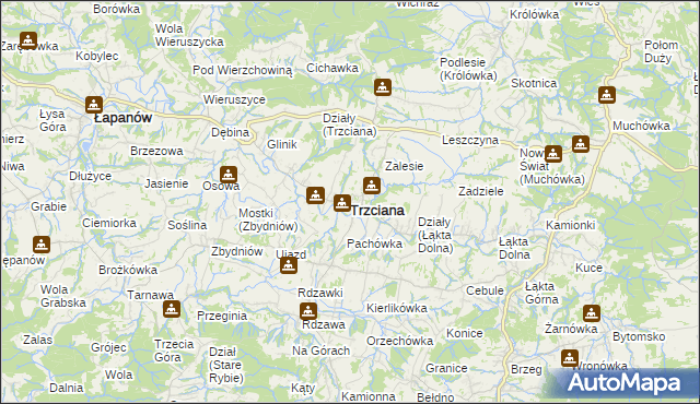 mapa Trzciana powiat bocheński, Trzciana powiat bocheński na mapie Targeo