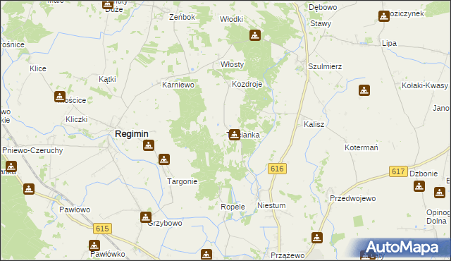 mapa Trzcianka gmina Regimin, Trzcianka gmina Regimin na mapie Targeo