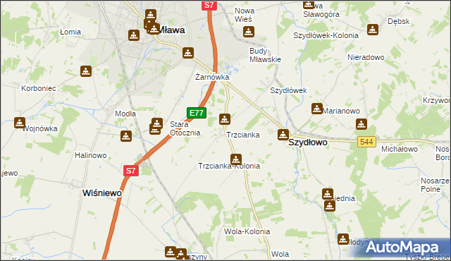 mapa Trzcianka gmina Szydłowo, Trzcianka gmina Szydłowo na mapie Targeo