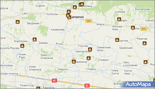 mapa Trzciniec gmina Leszno, Trzciniec gmina Leszno na mapie Targeo