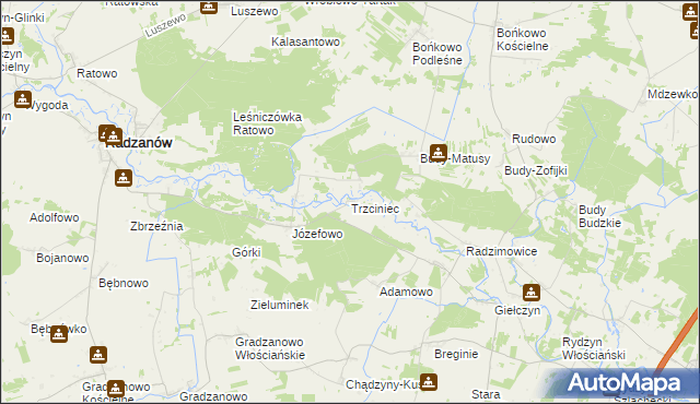 mapa Trzciniec gmina Radzanów, Trzciniec gmina Radzanów na mapie Targeo
