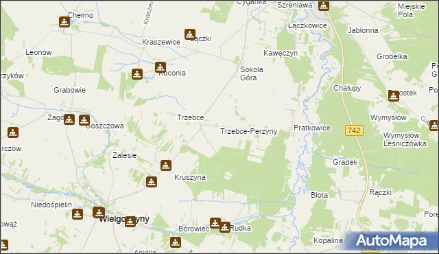 mapa Trzebce-Perzyny, Trzebce-Perzyny na mapie Targeo