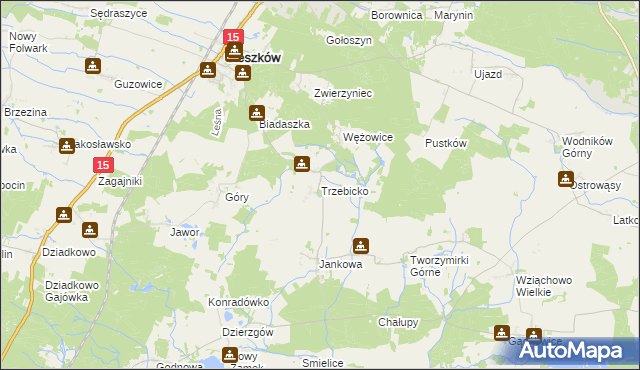 mapa Trzebicko, Trzebicko na mapie Targeo