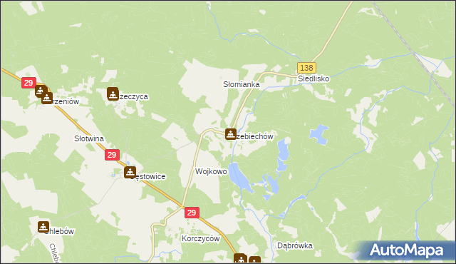 mapa Trzebiechów gmina Maszewo, Trzebiechów gmina Maszewo na mapie Targeo