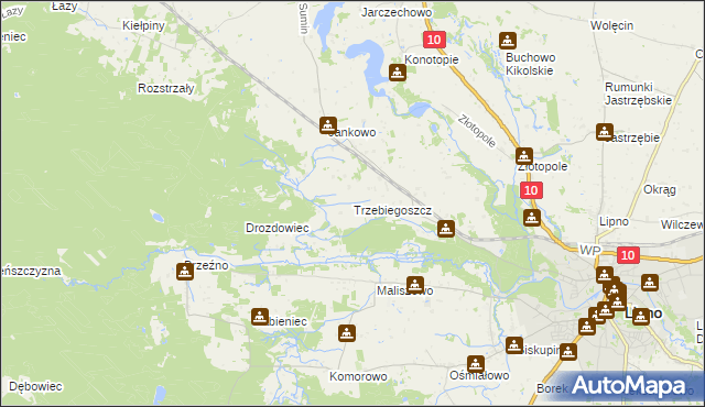 mapa Trzebiegoszcz, Trzebiegoszcz na mapie Targeo