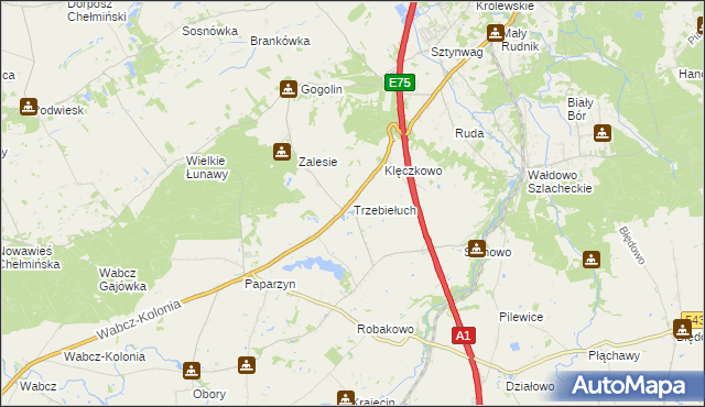 mapa Trzebiełuch, Trzebiełuch na mapie Targeo