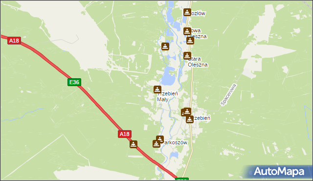 mapa Trzebień Mały, Trzebień Mały na mapie Targeo