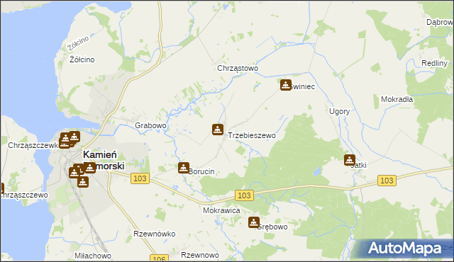 mapa Trzebieszewo, Trzebieszewo na mapie Targeo