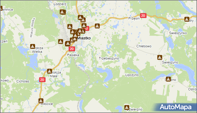 mapa Trzebieszyno, Trzebieszyno na mapie Targeo