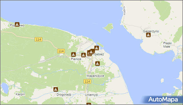 mapa Trzebież, Trzebież na mapie Targeo