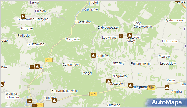 mapa Trzebniów, Trzebniów na mapie Targeo