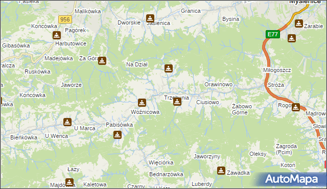 mapa Trzebunia, Trzebunia na mapie Targeo