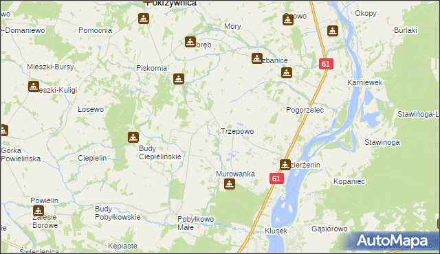 mapa Trzepowo gmina Pokrzywnica, Trzepowo gmina Pokrzywnica na mapie Targeo