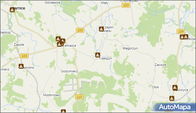 mapa Trzeszyn, Trzeszyn na mapie Targeo