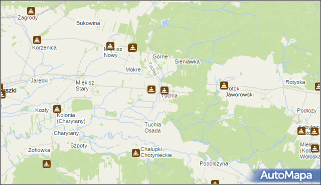 mapa Tuchla, Tuchla na mapie Targeo