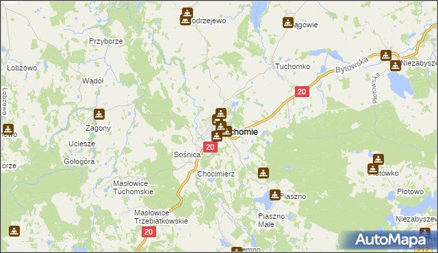 mapa Tuchomie, Tuchomie na mapie Targeo