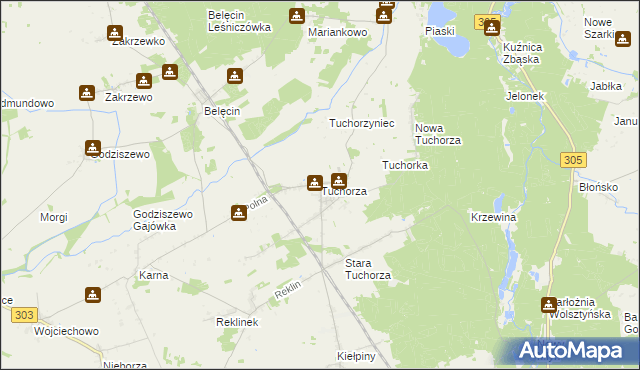 mapa Tuchorza, Tuchorza na mapie Targeo