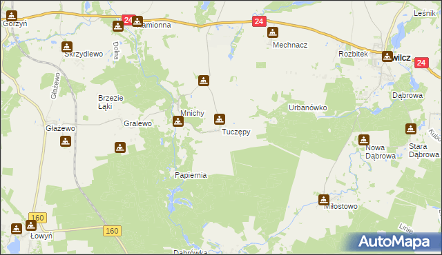 mapa Tuczępy gmina Międzychód, Tuczępy gmina Międzychód na mapie Targeo