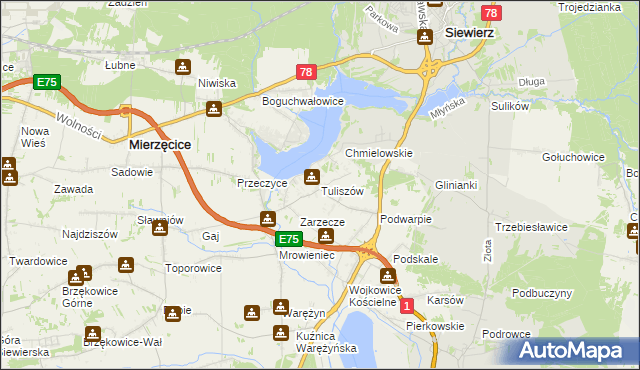 mapa Tuliszów, Tuliszów na mapie Targeo