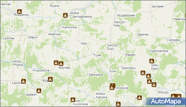 mapa Turek gmina Jakubów, Turek gmina Jakubów na mapie Targeo