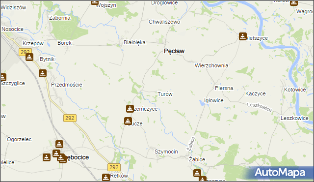 mapa Turów gmina Pęcław, Turów gmina Pęcław na mapie Targeo