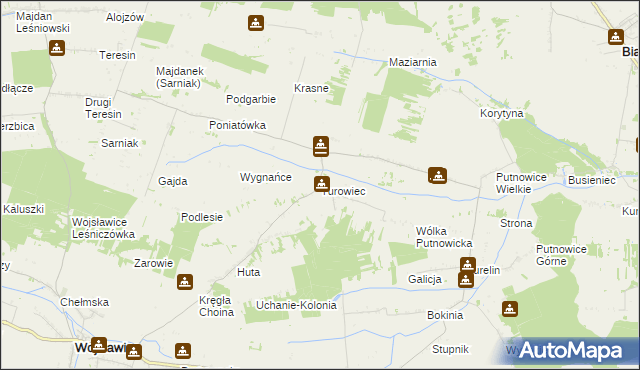 mapa Turowiec gmina Wojsławice, Turowiec gmina Wojsławice na mapie Targeo